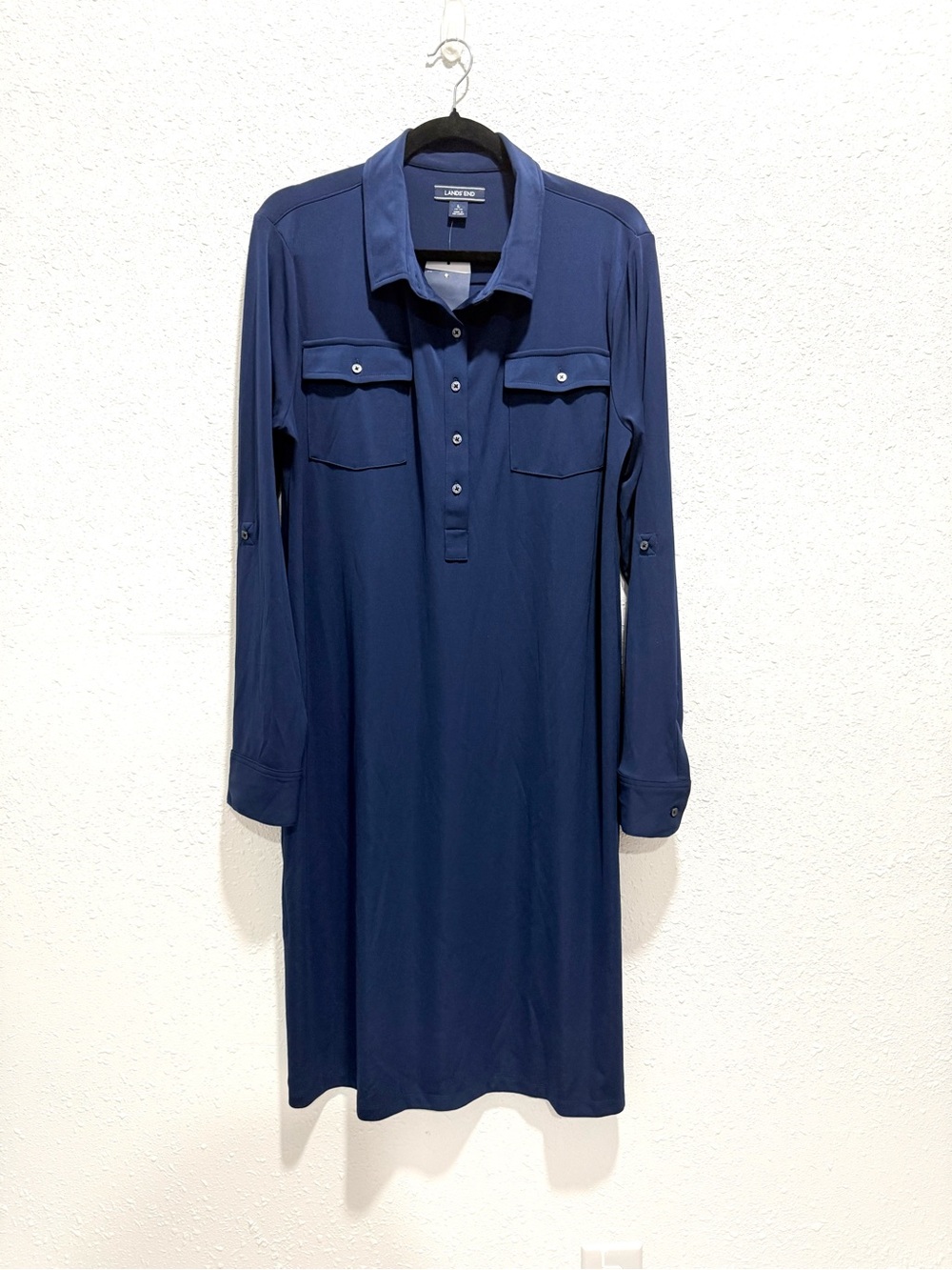 Lands' End Navy Shirt Dress L - Picture 4 of 9